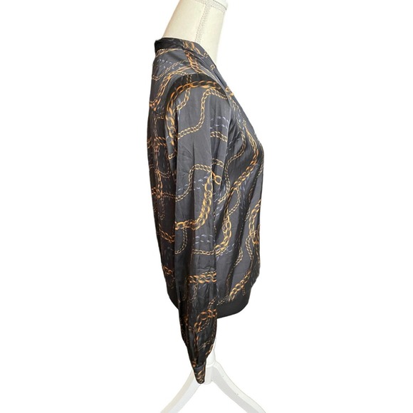 L'Academie Womens The Long Sleeve Bodysuit Chain Print Size S Black/Gold - Picture 8 of 12